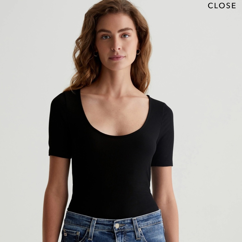 7 for all mankind scoop neck black top